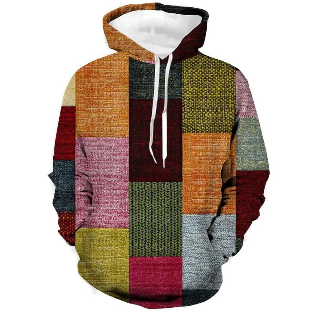 3D Graphic Pattern Plaid Color Blocking Casual Hoodies