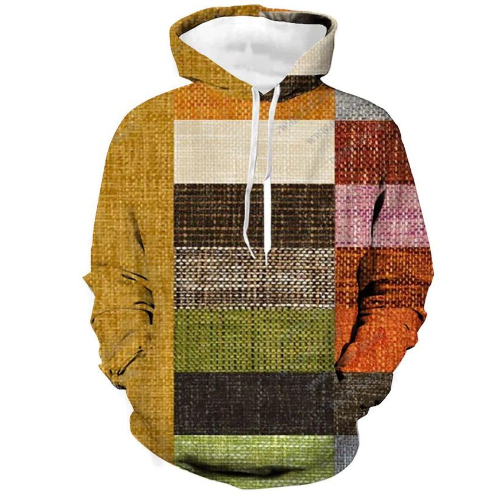 3D Graphic Pattern Plaid Color Blocking Casual Hoodies