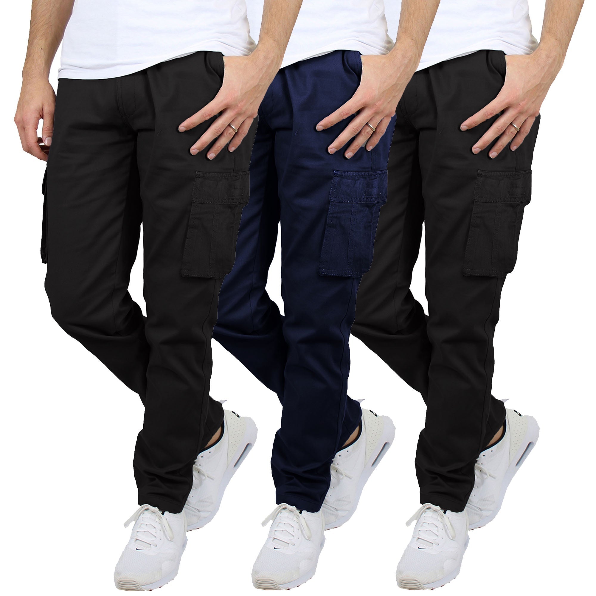 3-Pack Men's Flex-Stretch Cotton Cargo Pants – Comfortable, Durable & Versatile (31-Inch Inseam)