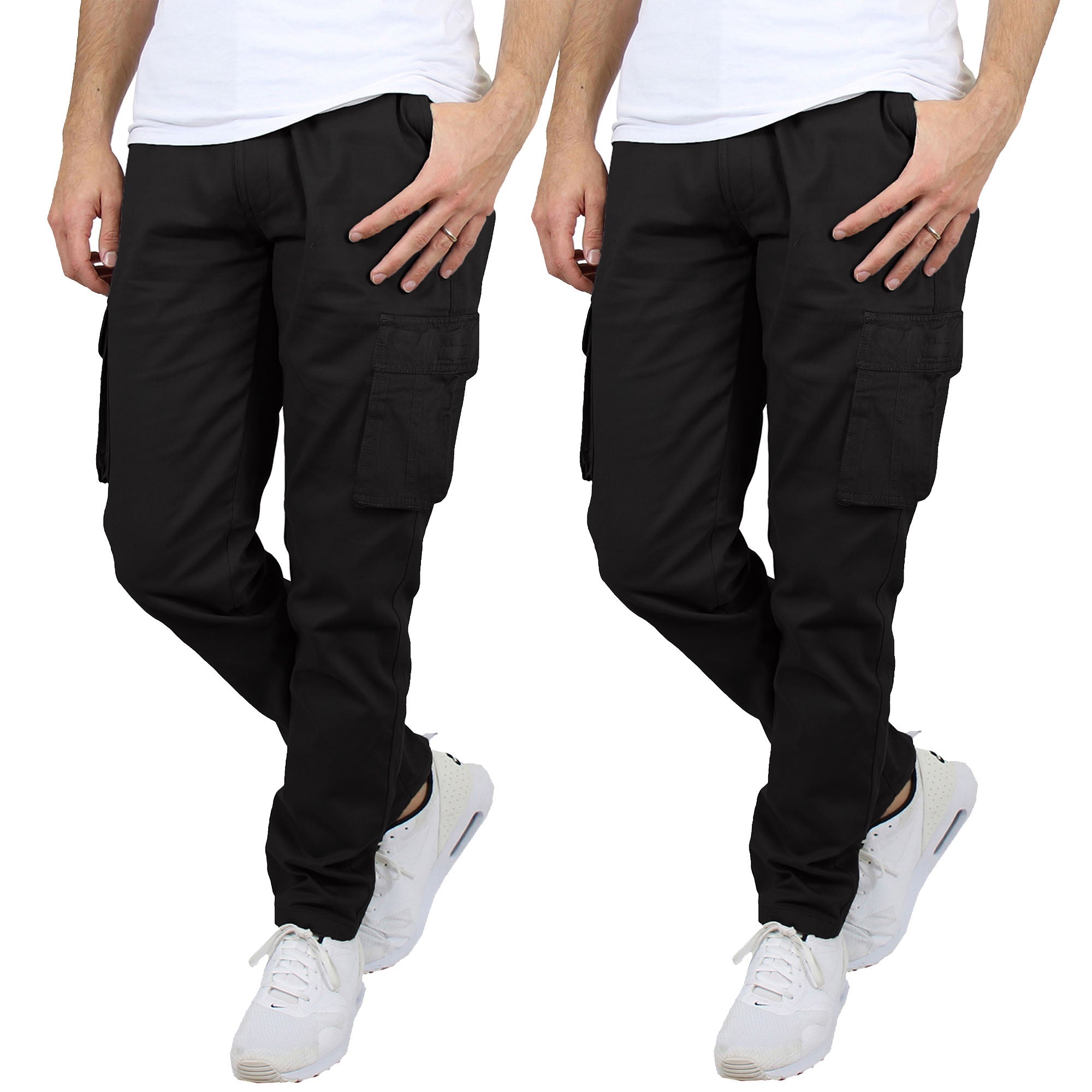 2-Pack Men's Flex-Stretch Cotton Cargo Pants – Comfortable, Durable & Versatile (31-Inch Inseam)