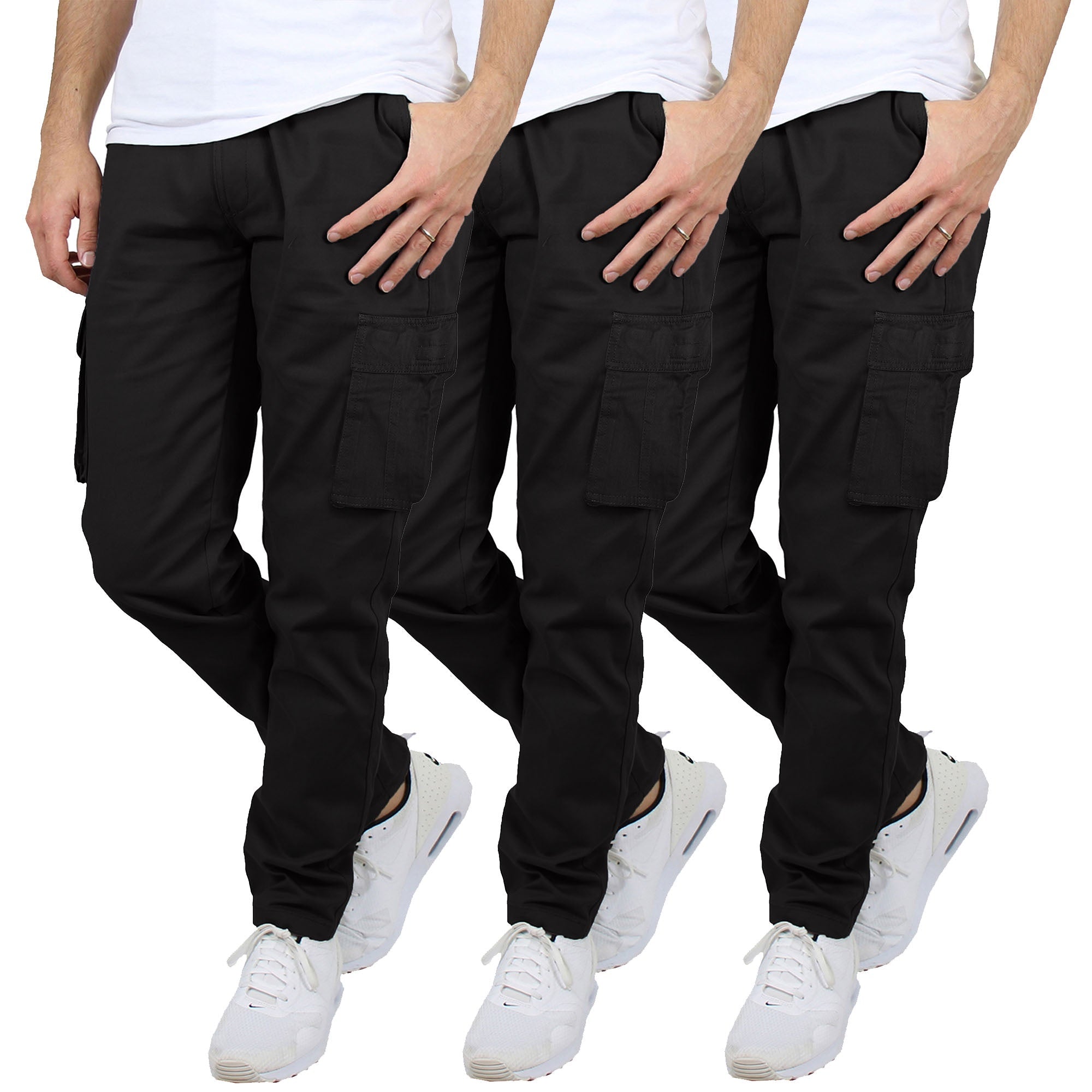 3-Pack Men's Flex-Stretch Cotton Cargo Pants – Comfortable, Durable & Versatile (31-Inch Inseam)